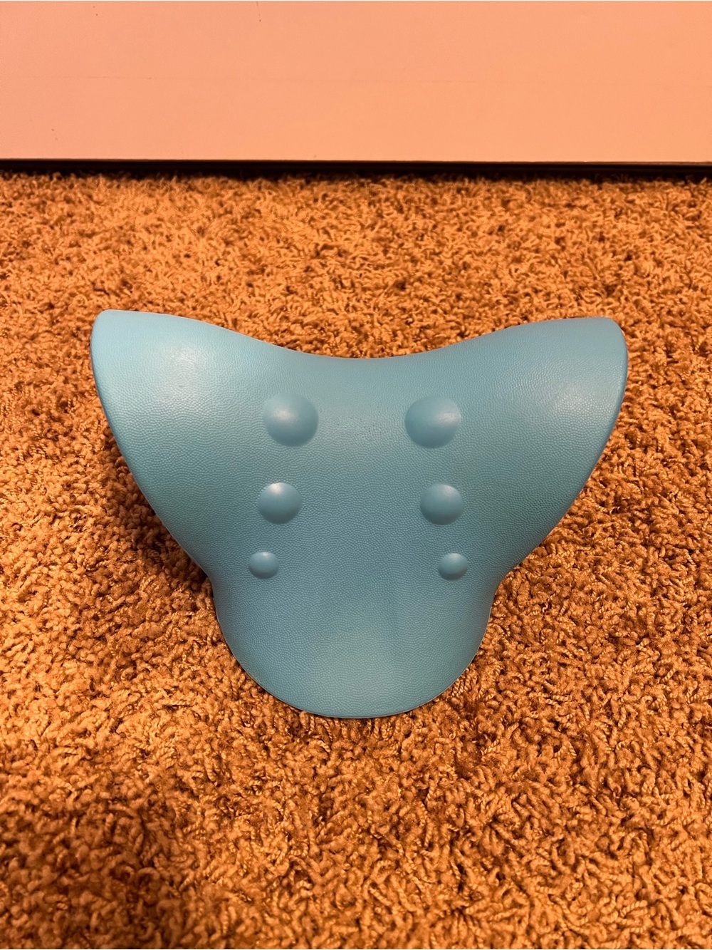 Blue Contoured Neck Stretch Pillow